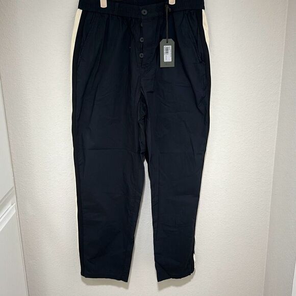 NWT All Saints‎ Mens Black Wide Tapered Fit Elastic Waist Pismo Trouser Size 34 - Picture 1 of 13